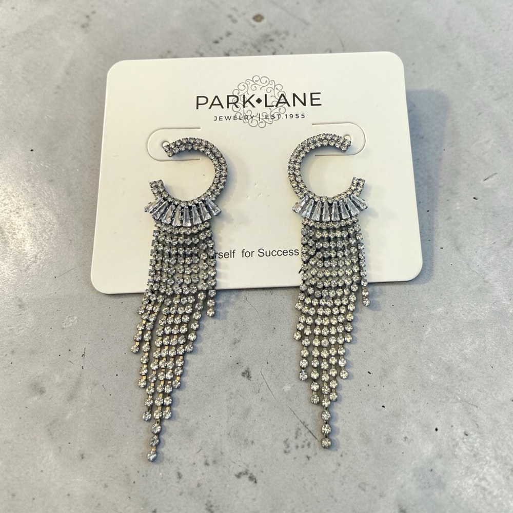 Park Lane Silver Crystal Cascade Fringe Earrings